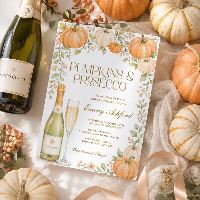 Convite Chá de Noiva de Outono com Abóboras e Prosecco (Criador carregado)