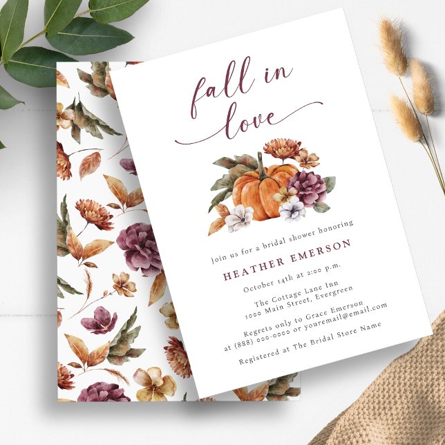 Convite Chá de Noiva do Abóbora (Pumpkin Fall In Love Bridal Shower Invitation by Painted Paperie)