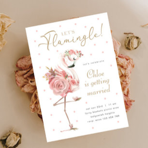 Convite Chá de Noiva do Flamingo, Flamingo Rosa Floral