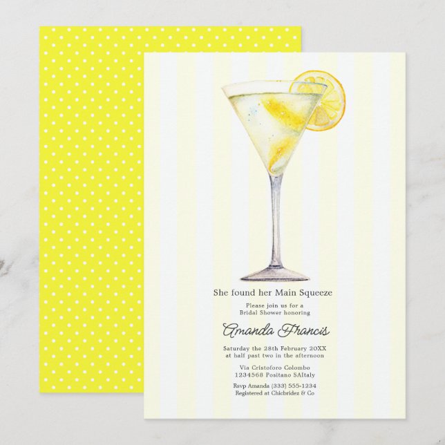 Convite Chá de Noiva do Main Squeeze Lemon Martini (Frente/Verso)