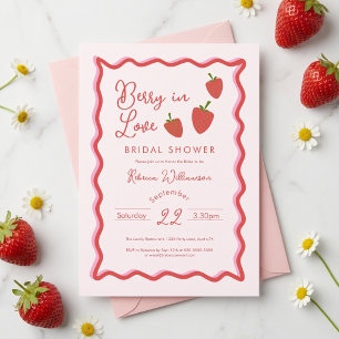 Convite Chá de Noiva Doce Morango Vermelho Amor Morango