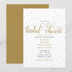 Convite Chá de Noiva Dourado e Branco com Estilo Minimalis