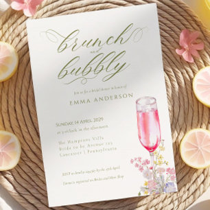 Convite Chá de Noiva Elegante com Caligrafia e Brunch