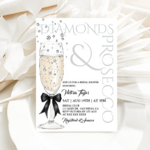 Convite Chá de Noiva Elegante com Diamantes e Prosecco