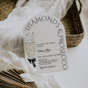 Convite Chá de Noiva Elegante com Laço de Prosecco