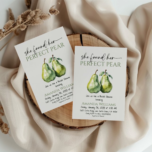 Convite Chá de Noiva Elegante com Vegetação Perfeita Pera (Criador carregado)