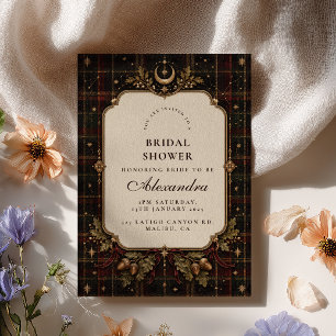 Convite Chá de Noiva Elegante Dark Academia Gótico