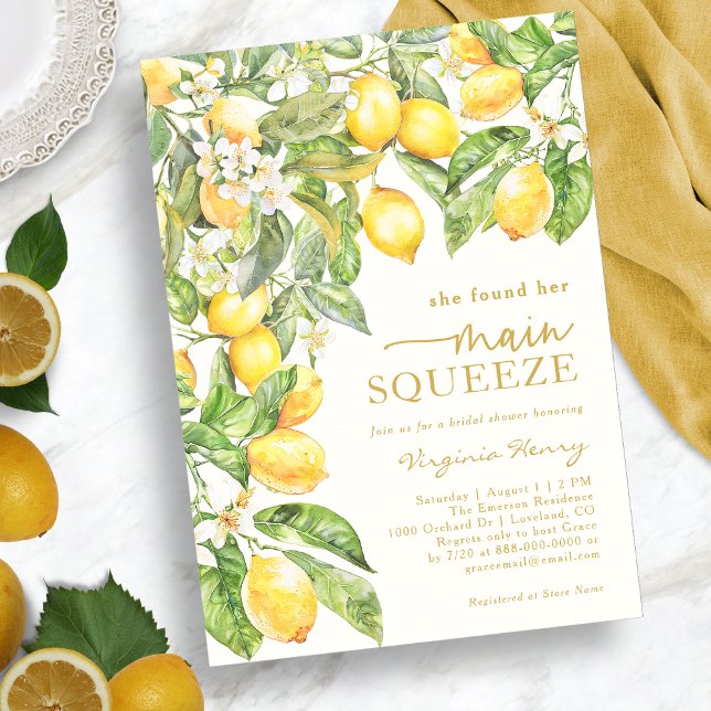 Convite Chá de Noiva Elegante de Limão (Elegant Lemon Bridal Shower Invitation by Painted Paperie
)