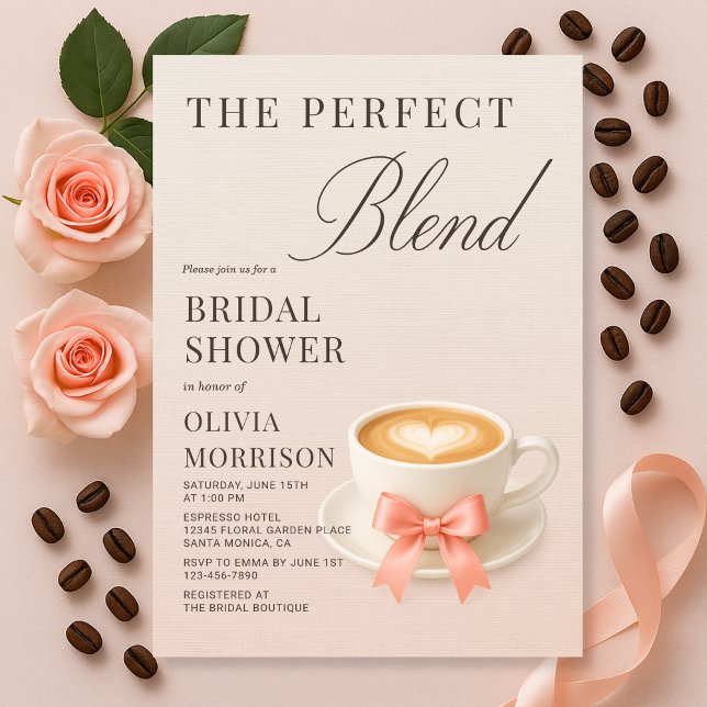 Convite Chá de Noiva Elegante O Café Perfeito (Criador carregado)