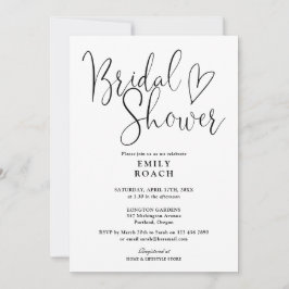 Convite Chá de Noiva Elegante Preto e Branco com Letra
