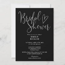 Chá de Noiva Elegante Preto e Branco com Letra de 
