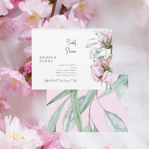 Convite Chá de Noiva Elegantes Peônias Rosa