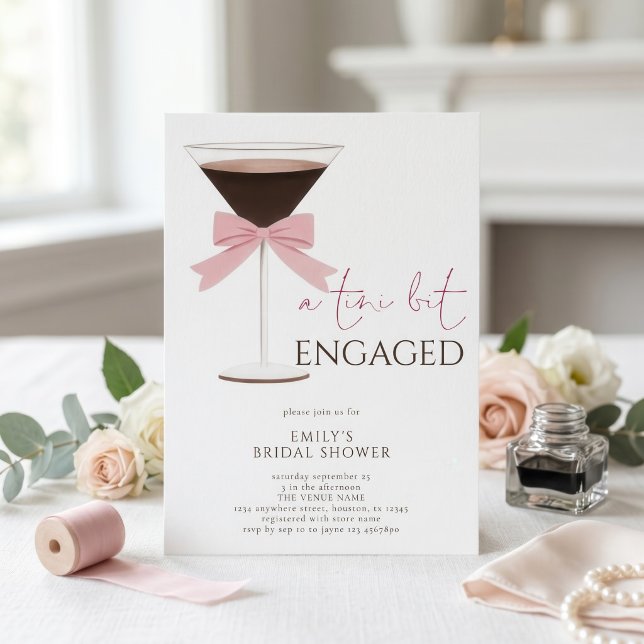 Convite Chá de Noiva Engajada Martini Rosa Arco Tini Bit (Criador carregado)