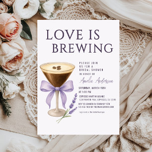 Convite Chá de Noiva Espresso Martini Floral Roxo
