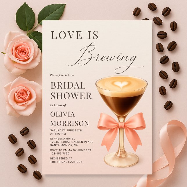 Convite Chá de Noiva Espresso Martini Love is Brewing (Criador carregado)