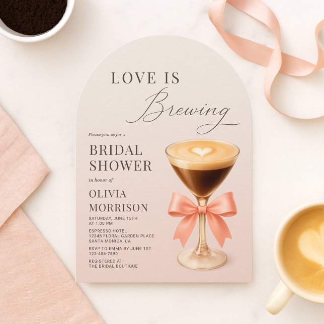 Convite Chá de Noiva Espresso Martini Love is Brewing (Criador carregado)