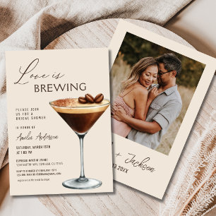 Convite Chá de Noiva Espresso Martini 'O Amor Está Cozinha