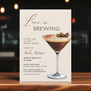 Convite Chá de Noiva Espresso Martini: O Amor Está Cozinha