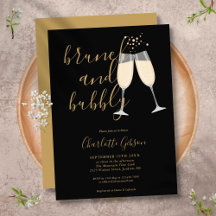 Chá de Noiva Espumante Brunch Preto e Dourado