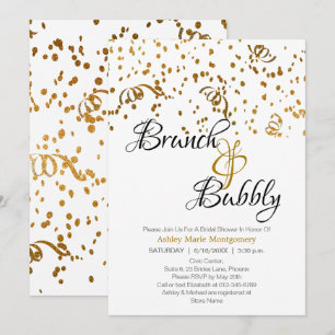 Convite Chá de Noiva Espumante e Brunch Elegante com Confe