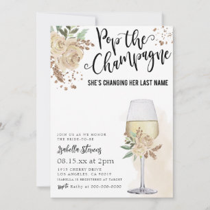 Convite Chá de Noiva Estouro de Champanhe
