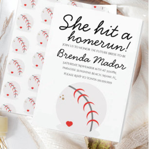 Convite Chá de Noiva Fã de Esportes de Beisebol Home Run
