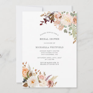 Convite Chá de Noiva Floral Aquarela Moderna