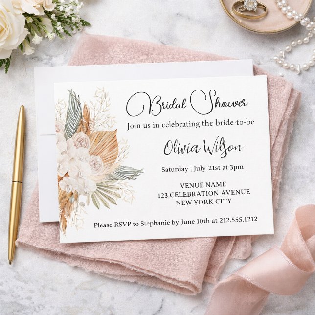 Convite Chá de Noiva Floral Boho Elegante (Criador carregado)