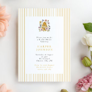 Convite Chá de Noiva Floral Colmeia Ela Encontrou Seu Mel