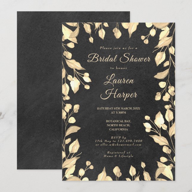 Convite Chá de Noiva Floral Creme Lousa (Frente/Verso)