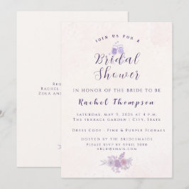 Convite Chá de Noiva Floral de Ámora Moderno Personalizado