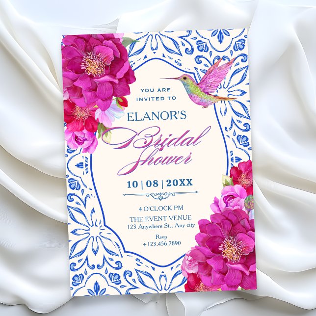 Convite Chá de noiva floral de azulejos (Criador carregado)