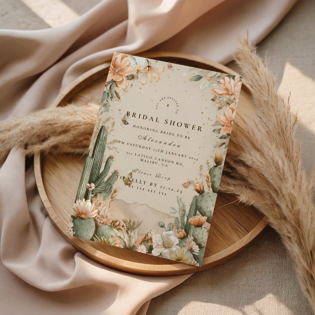 Convite Chá de Noiva Floral do Deserto de Outono (Criador carregado)