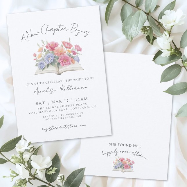 Convite Chá de Noiva Floral em Aquarela (Book Watercolor Floral Bridal Shower Invitation)