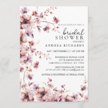 Chá de Noiva Floral em Aquarela Burgundy e Rosa