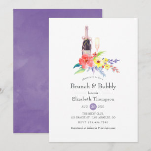 Convite Chá de Noiva Floral em Aquarela com Brunch e Espum