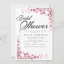 Convite Chá de Noiva Floral em Aquarela Rosa Bege