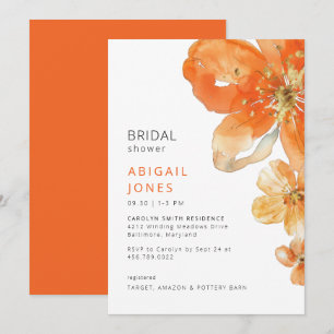 Convite Chá de Noiva Floral Laranja
