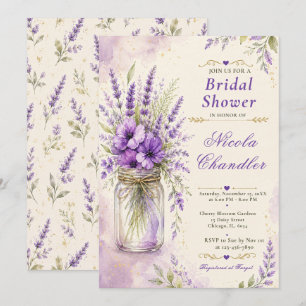 Convite Chá de Noiva Floral Lavanda