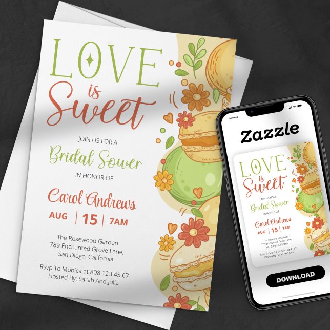 Convite Chá de Noiva Floral Macaron Pastel Doce Amor (Criador carregado)