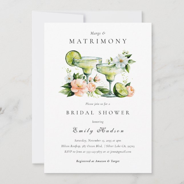 Convite Chá de Noiva Floral Margs & Matrimônio (Frente)