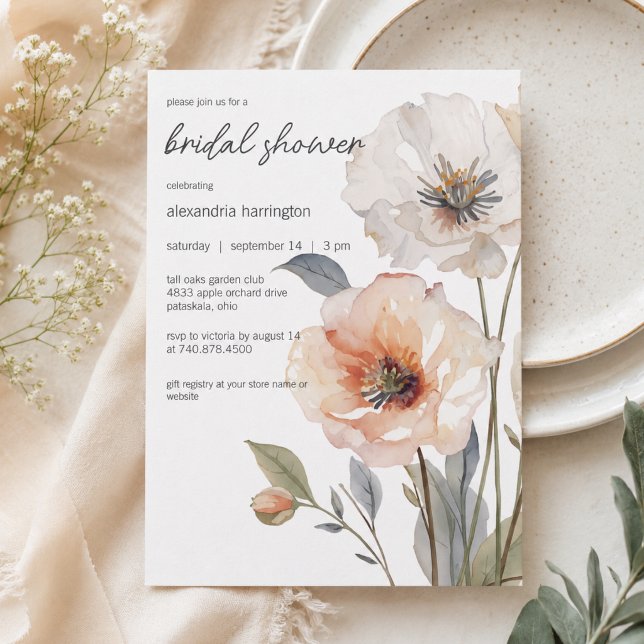 Convite Chá de Noiva Floral Moderno (Criador carregado)