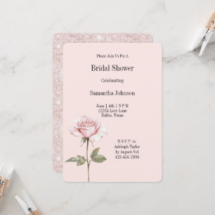 Convite Chá de Noiva Floral Rosa Bonito