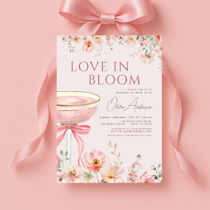 Convite Chá de Noiva Floral Rosa Champagne Elegante