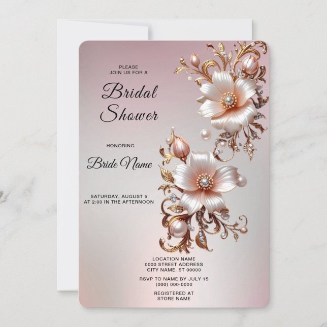 Convite Chá de Noiva Floral Rosa Decorativo (Frente)