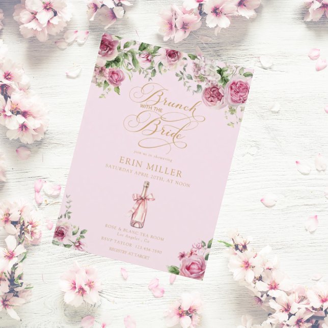 Convite Chá de Noiva Floral Rosa Elegante (Criador carregado)