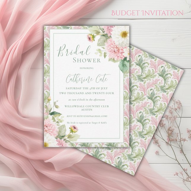 Convite Chá de Noiva Floral Rosa Vintage (Criador carregado)
