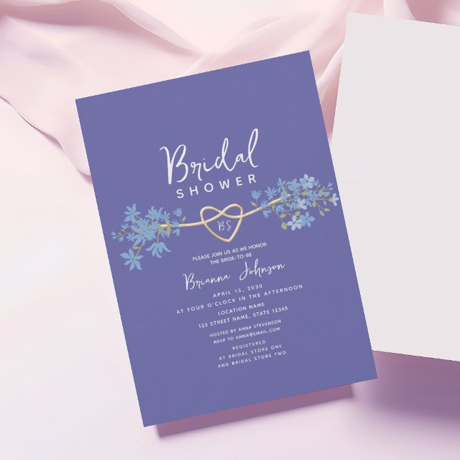 Convite Chá de Noiva Floral Roxo Elegante (Criador carregado)