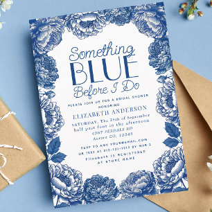 Convite Chá de Noiva Floral Toile De Jouy Azul