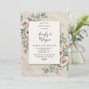 Convite Chá de Noiva Floral Verde de Sage de Areia